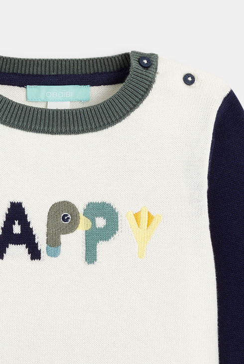 Strickpullover Ente weiß Baby Jungen 2