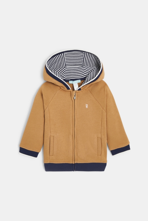 Baby boy's brown fleece zip-up hoodie 2