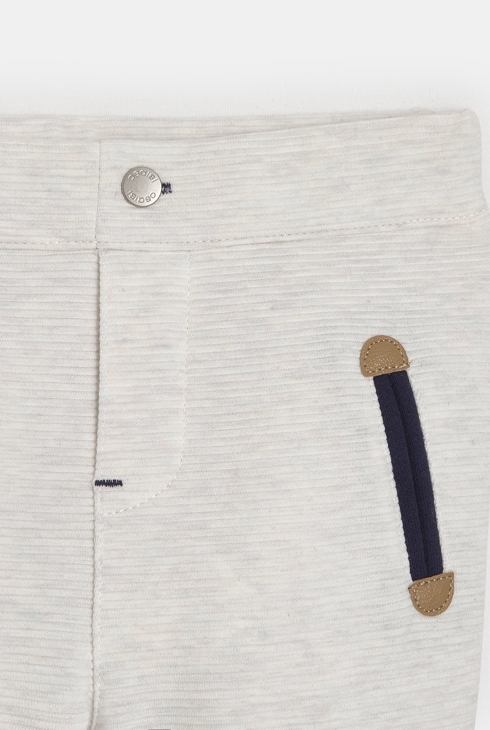 Baby boy's white decorative rib knit pull-on trousers 2