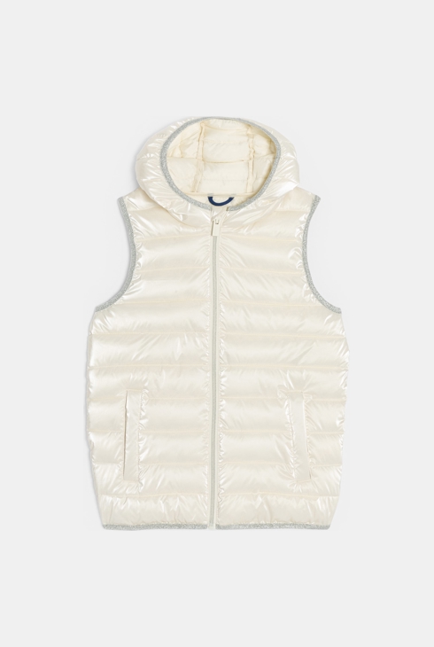 Girl's ecru lightweight sleeveless down jacket 2