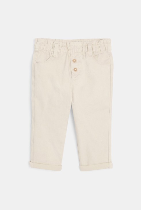 Pantalon taille haute beige bébé fille 2