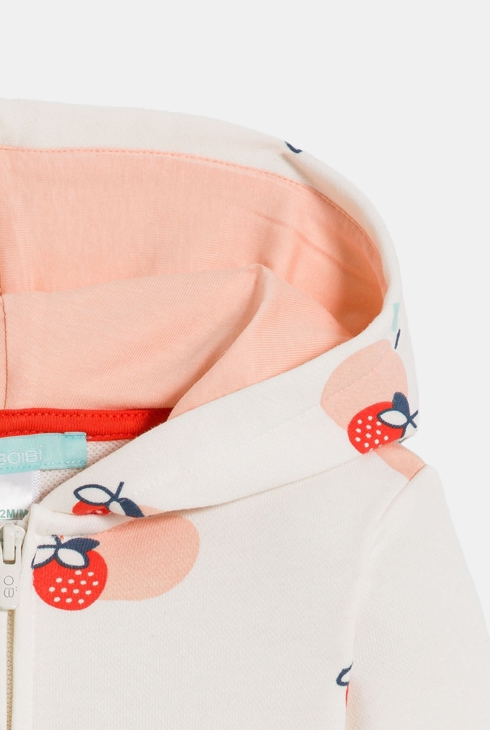 Baby girl's white fruit fleece hoodie 2