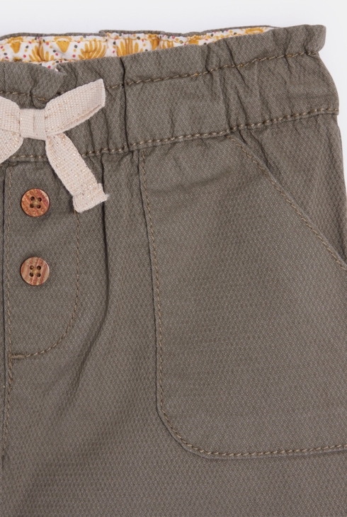 Baby girl's high-rise khaki green shorts 2