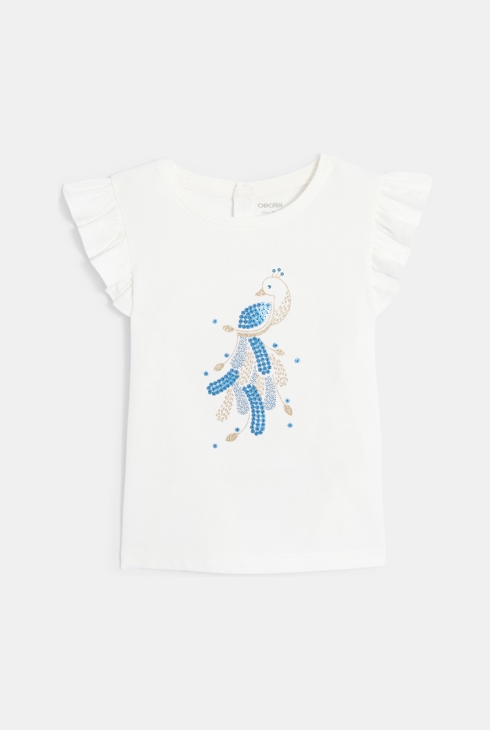 T-Shirt glänzender Pfau weiß Baby Mädchen 2
