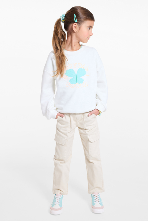 Girl's white slogan sweatshirt 2