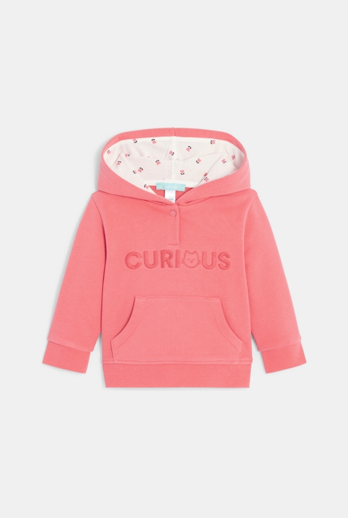 Baby girl's pink embroidered fleece hoodie 2