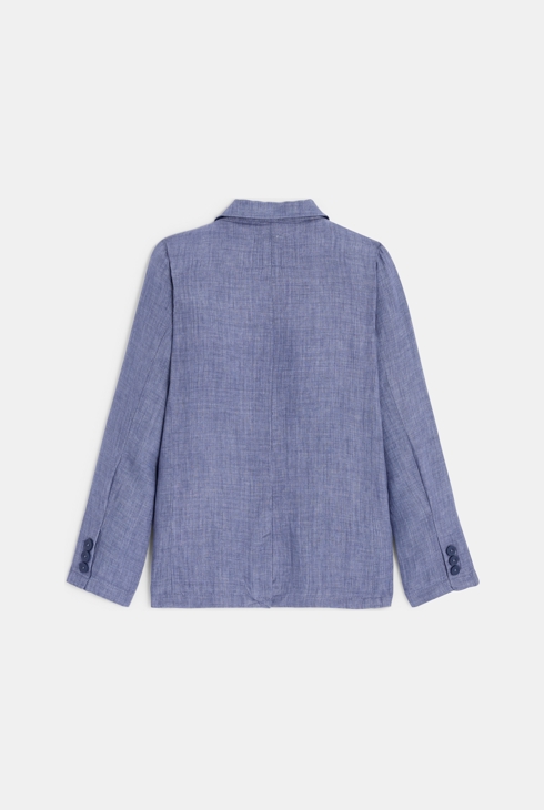 Boy's blue cotton and linen suit jacket 2