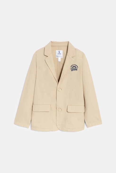 Boy's beige cotton and linen suit jacket 2