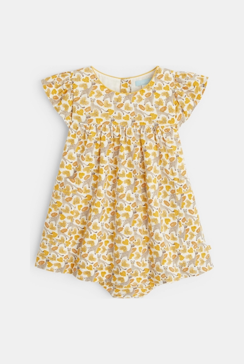 Baby girl's ochre pointelle-style animal dress 2