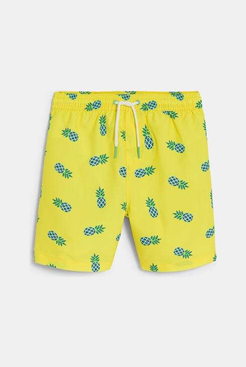 Gelbe mit Ananas bedruckte Badeshorts für Jungen 2