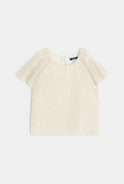 Girl's ribbed beige sparkly blouse 2