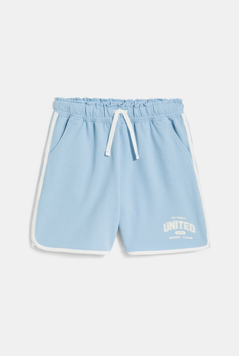 Girl's sky blue brushed cotton shorts 2