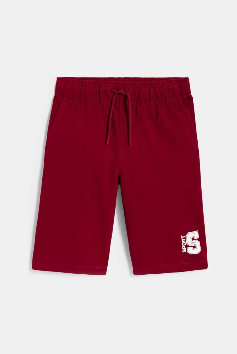 Boys maroon Bermuda shorts in brushed cotton 2