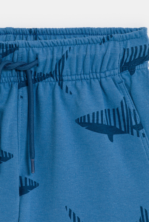 Boy's blue shark print brushed cotton Bermuda shorts 2