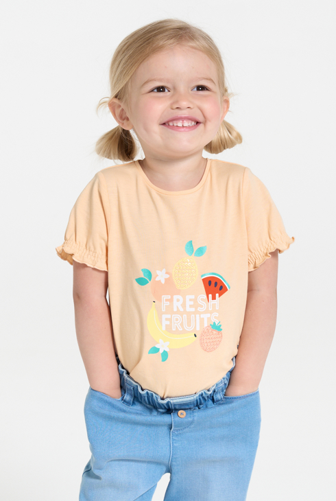 T-shirt sequins orange bébé fille 1