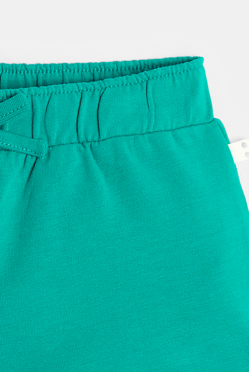 Baby girls lightweight, green, brushed cotton shorts 2