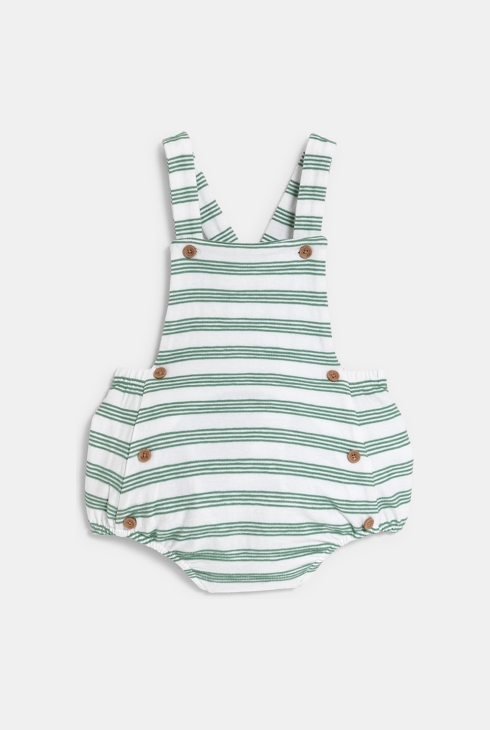 Baby boy's green striped romper suit 2