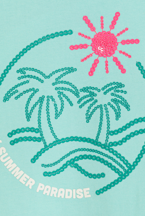 Türkisfarbenes Tanktop mit Pailletten-Motiv für Mädchen 2