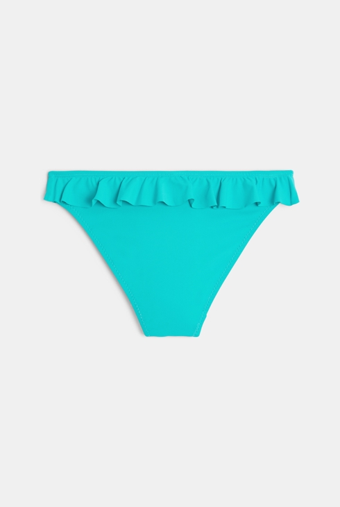 Girls plain turquoise ruffle bikini bottoms 2