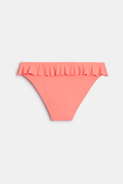 Girl's plain orange ruffle bikini bottoms 2