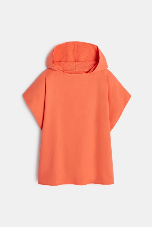 Orangefarbenes Frottee-Badecape für Jungen 2