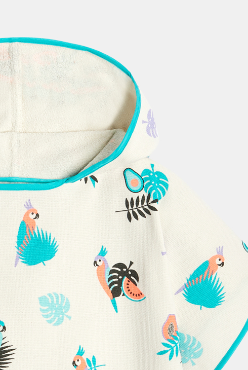 Weißes bedrucktes Badecape aus Frottee für Jungen 2