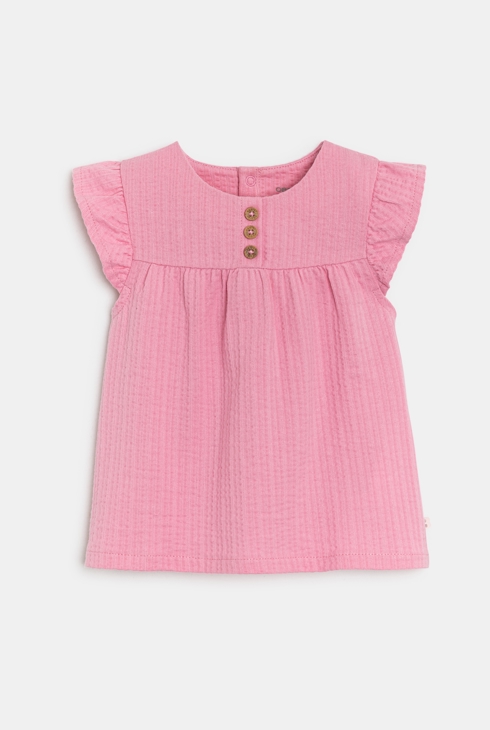 Blusa de algodón seersucker rosa bebé niña 2