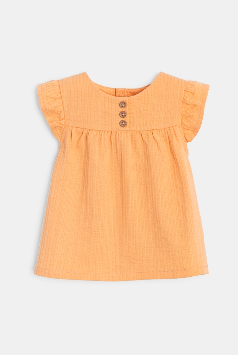 Blusa de algodón seersucker naranja bebé niña 2