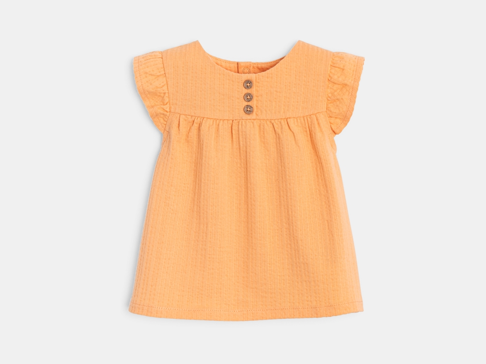 Orange Bluse aus Seersucker-Baumwolle Kleinkind Mädchen 2