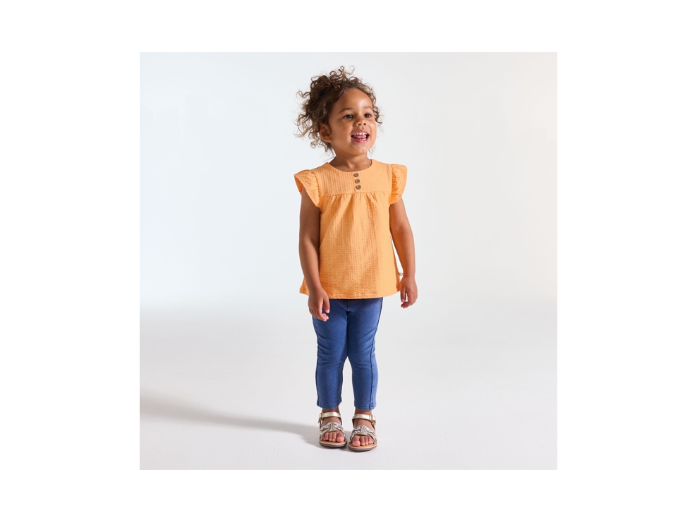 Orange Bluse aus Seersucker-Baumwolle Kleinkind Mädchen 1