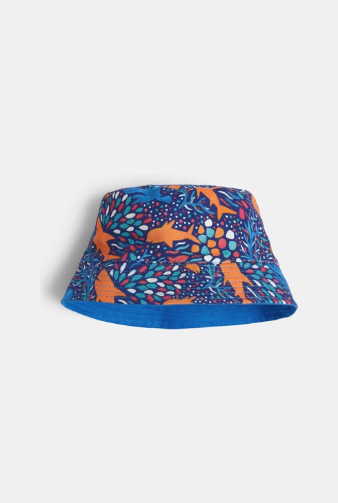 Boy's blue cotton reversible bucket hat 2
