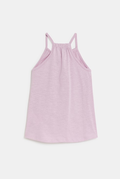 Einfarbiges Tanktop in Lila mit Häkeldetail für Mädchen 2