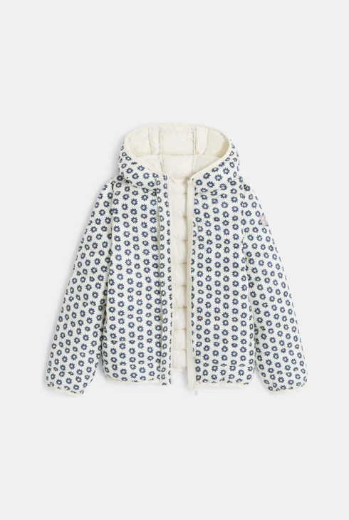 Girl's floral print down jacket with hood 2