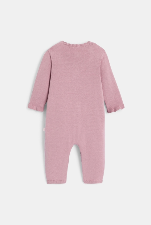 Baby girl's mauve knitted long jumpsuit 2