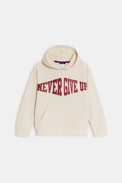 Boy's beige slogan sweatshirt 1