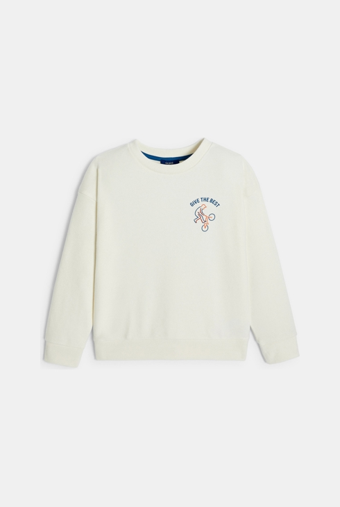 Boy's white slogan sweatshirt 2