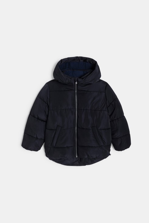 Boy's longline green hooded down jacket 2