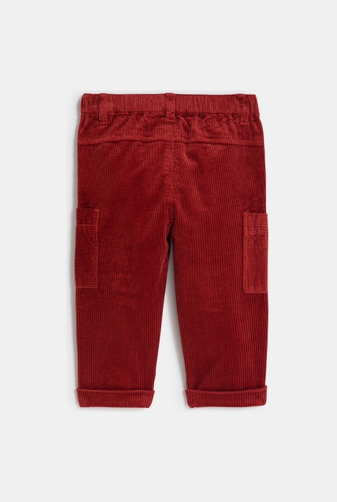 Baby boy's red corduroy trousers with pockets 2