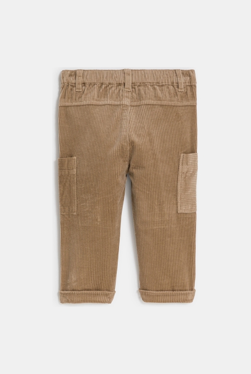 Baby boy's beige corduroy trousers with pockets 2