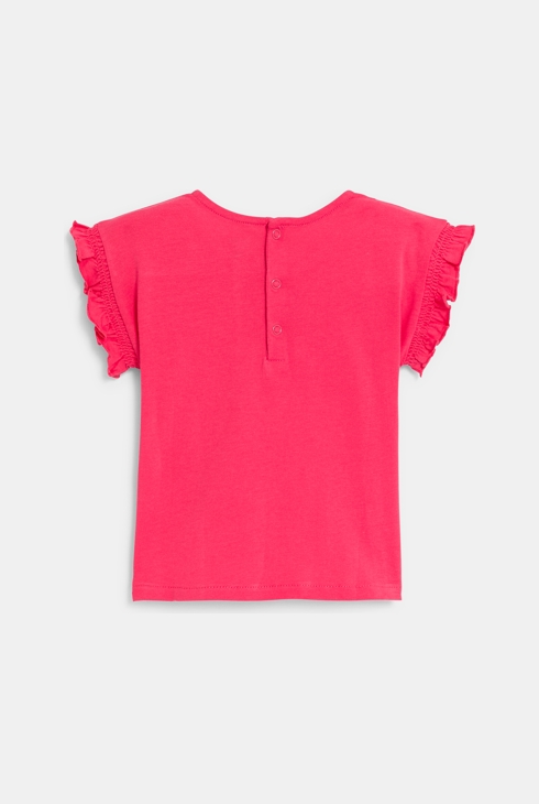 T-shirt manches smockées rose bébé fille 2