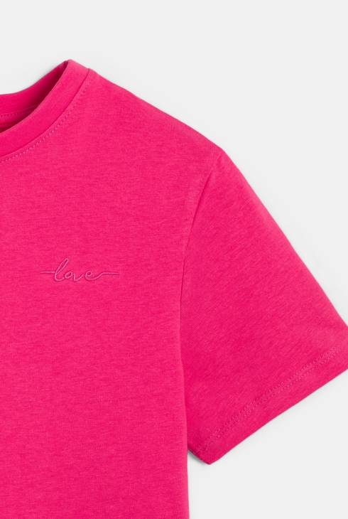 T-shirt basique uni rose Fille 2