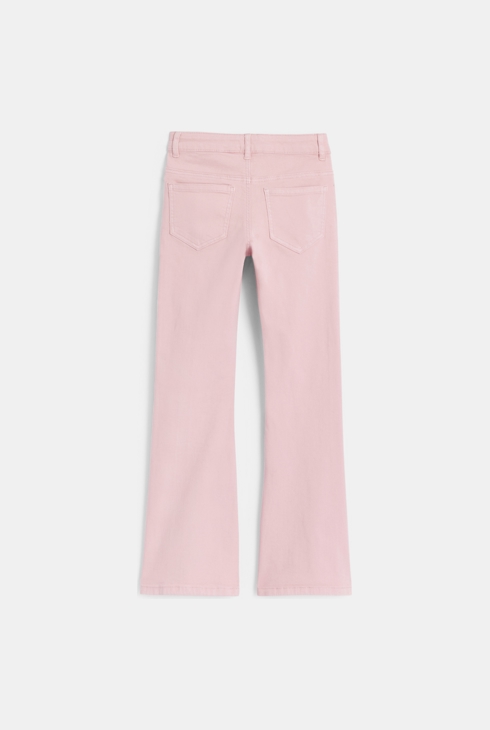 Girl's pastel pink canvas flared trousers 2