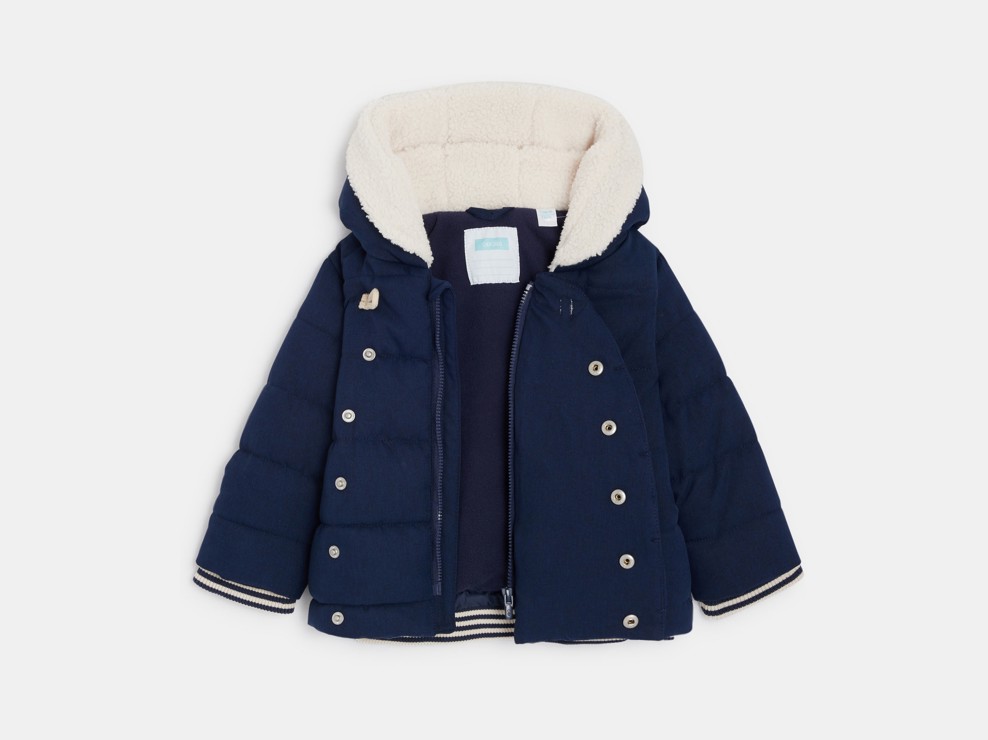 Abrigo repelente al agua forrado borreguito azul bebé niño 2