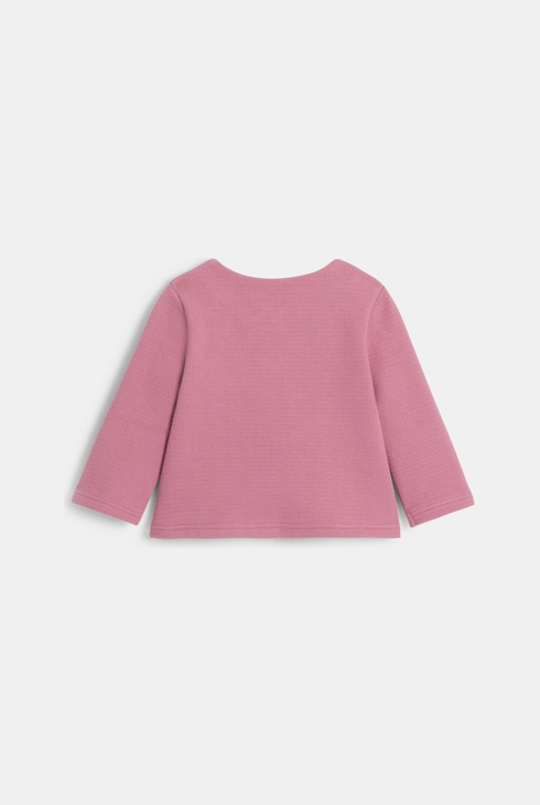 Baby girl's mauve textured cotton cardigan 2