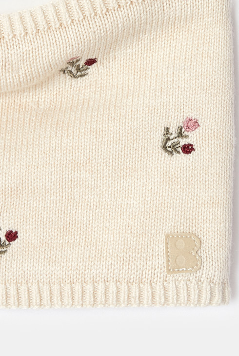 Snood rosa in maglia con fodera floreale per neonata 2