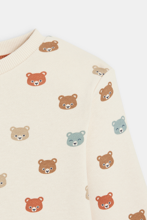 Baby boy's white bear fleece sweatshirt 2