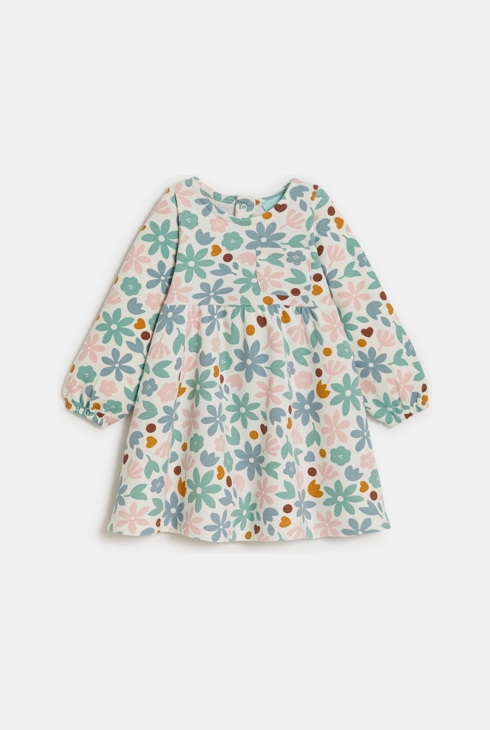 Baby girl's floral piqué-effect fleece dress 2