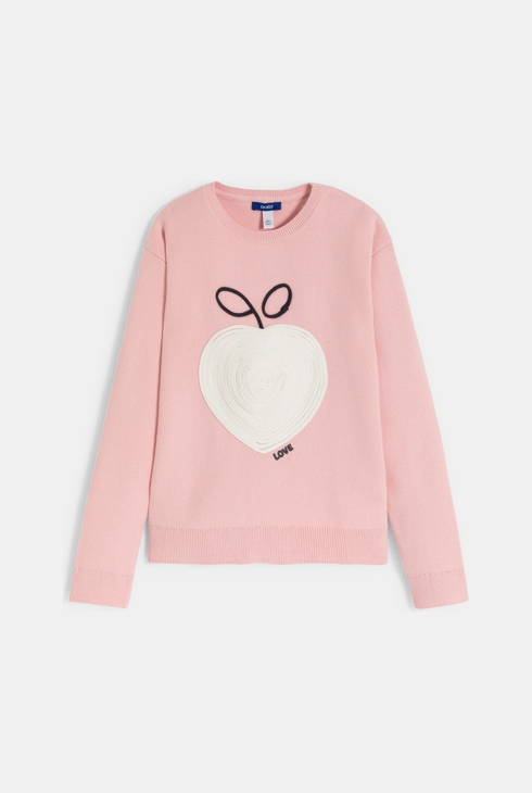 Rosa Pullover mit Strickmotiven Mädchen 2