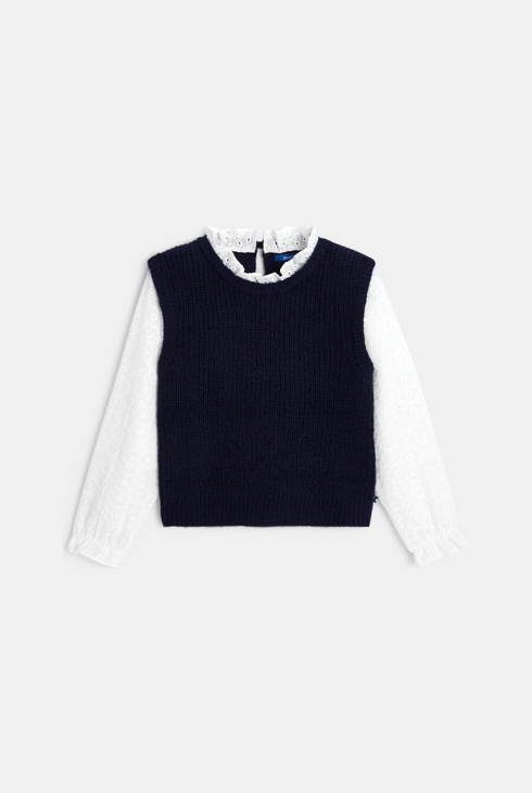 Girl's navy 2 in 1 effect jumper 2