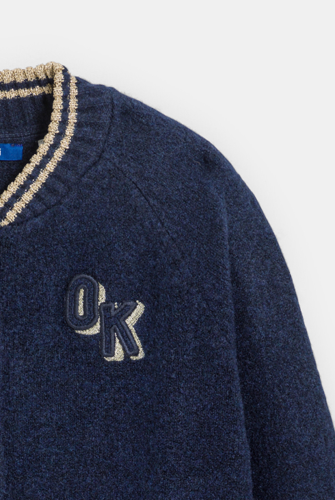 Girl's navy blue baseball jacket 2